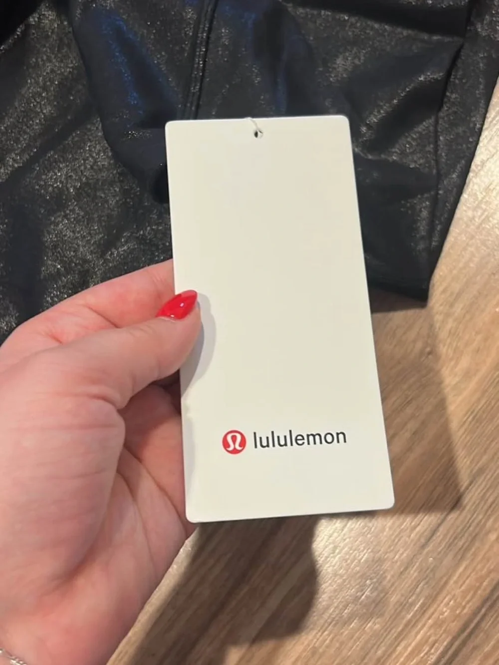 lululemon Black Shimmery Leggings with White Tag
